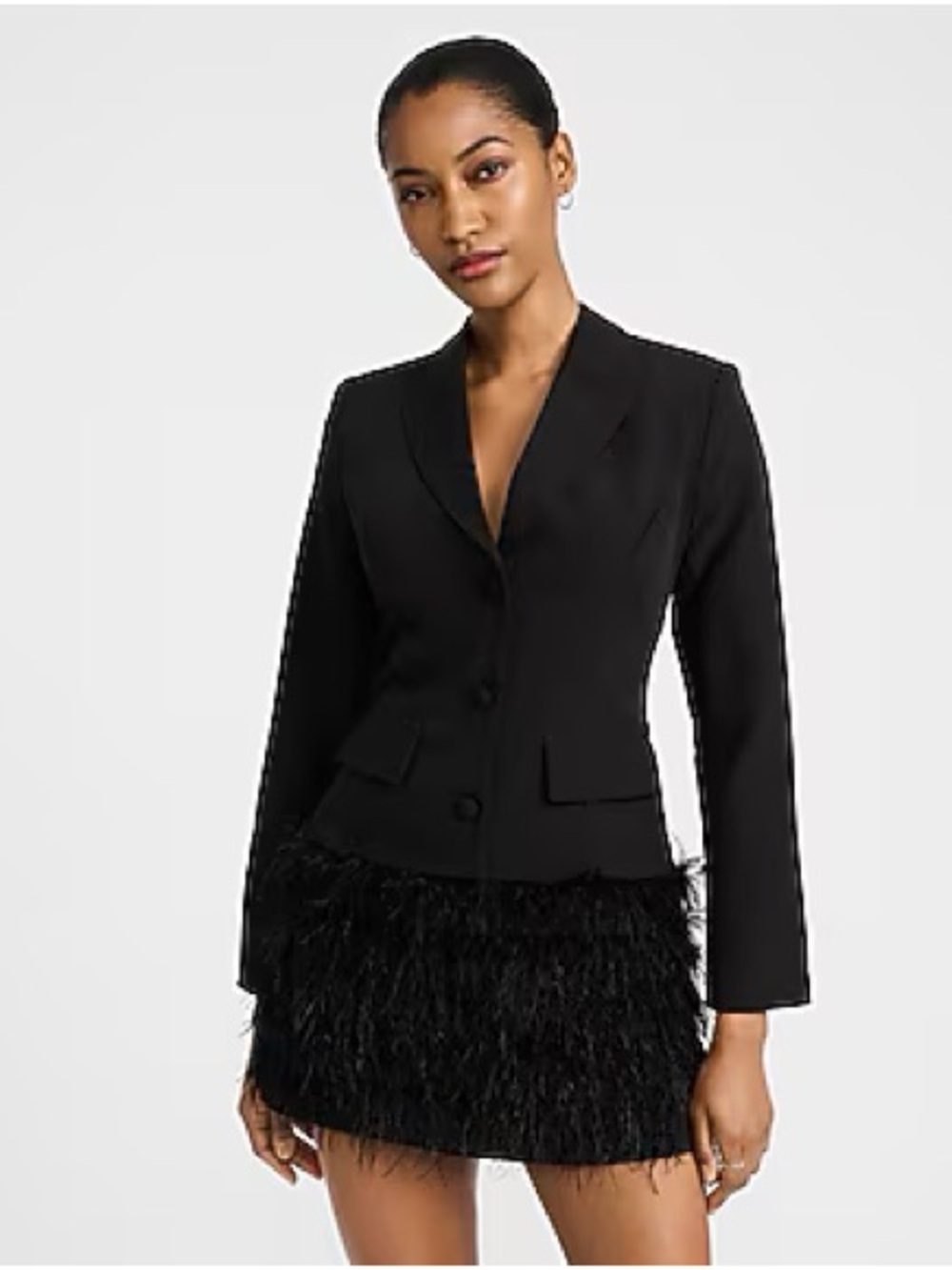Express pleated feather skirt mini dress